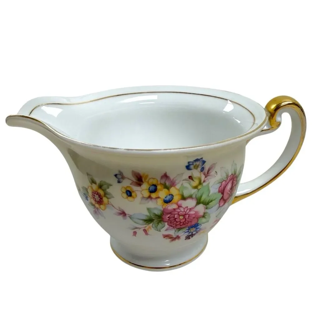 Vintage Blossom China Porcelain Sugar‎ Bowl w/Lid & Creamer Set Floral Japan